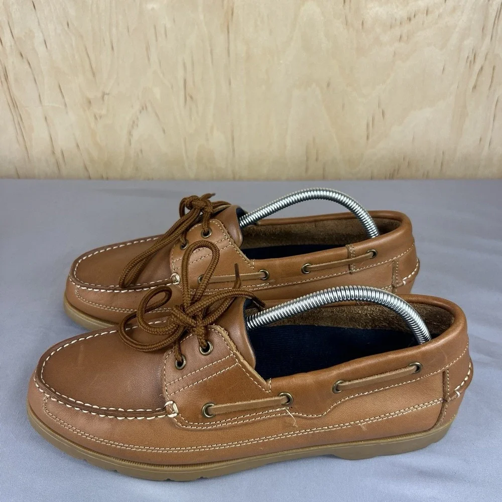 Croft & Barrow Mens Size 9.5D Tan Leather Boat Deck Shoes Baumann Loafers